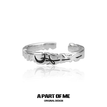 A PART OF ME Moon Rose Couple Rings in Silver with Elegant Floral Design