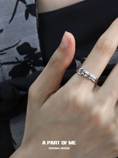 A PART OF ME moon rose couple rings displayed on elegant fingers showcasing the intricate design