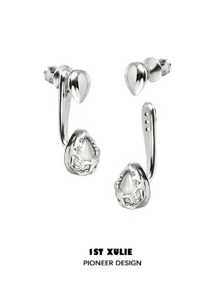 Stylish 1STXULIE moonlit agate earrings with polished silver detailing for an elegant look