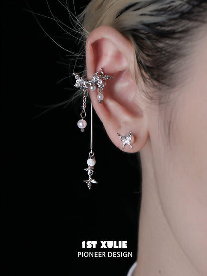 Mystic butterfly ear clips featuring silver design with pearls for a unique and elegant look