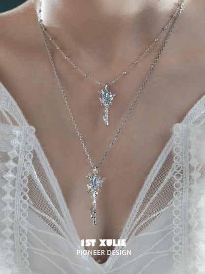 Layered silver mystic sprite necklace featuring elegant pendant design for a chic look