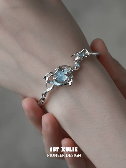 Ocean dragon king sapphire bracelet featuring a unique design with a shimmering blue gemstone