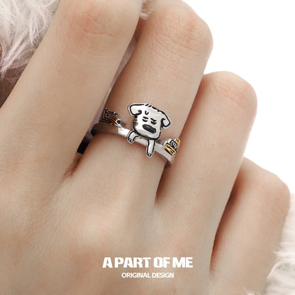Cute A PART OF ME office worker puppy ring with playful dog design and colorful details