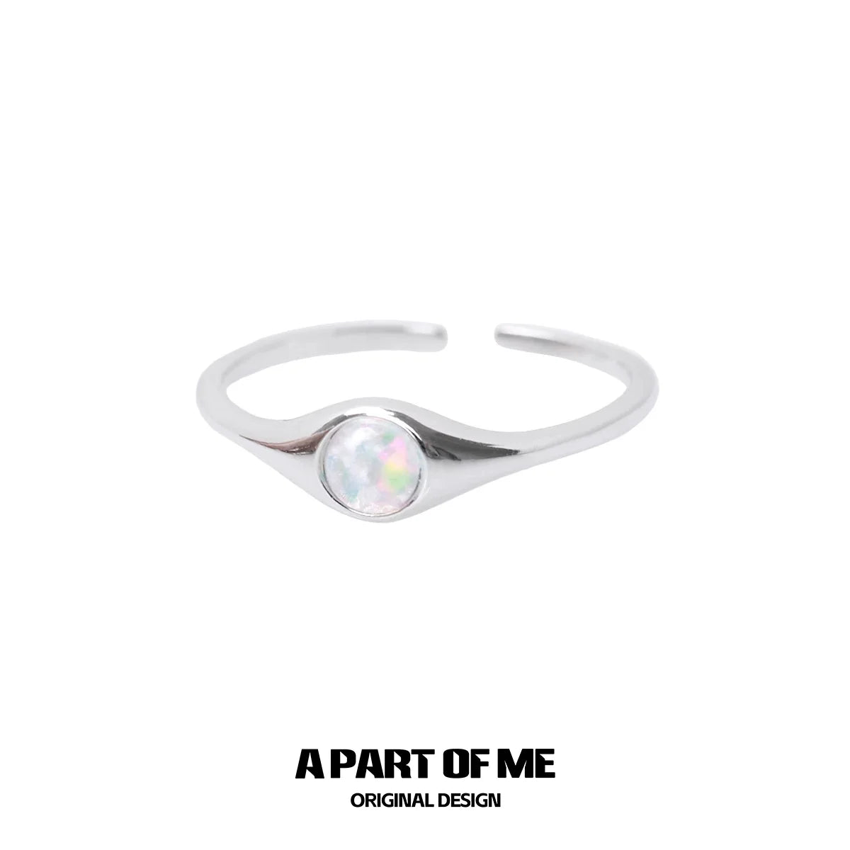 Silver A PART OF ME Opal Color Change Ring with a Unique Iridescent Stone