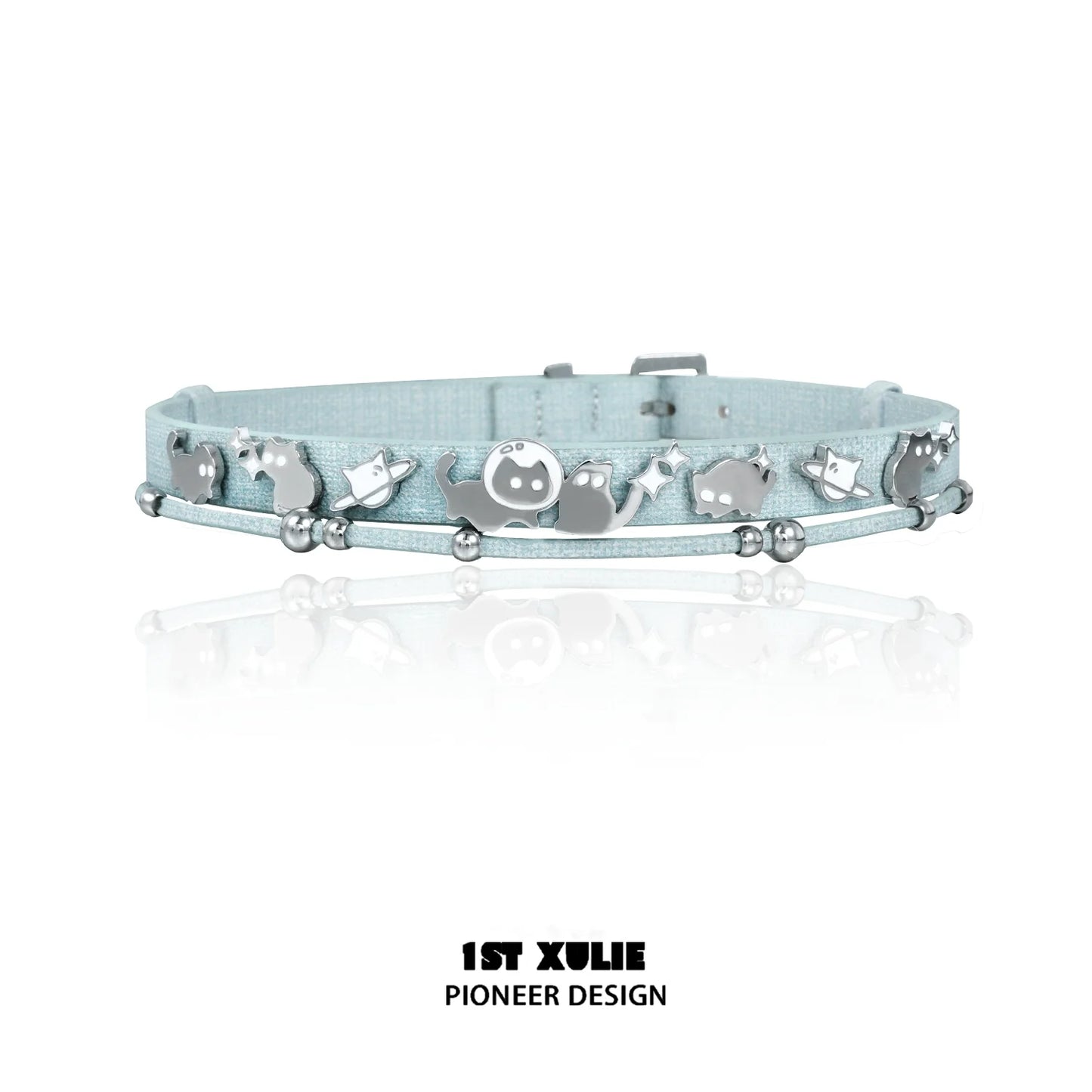 Stylish owl leather necklace in blue with unique animal charms, perfect for casual wear