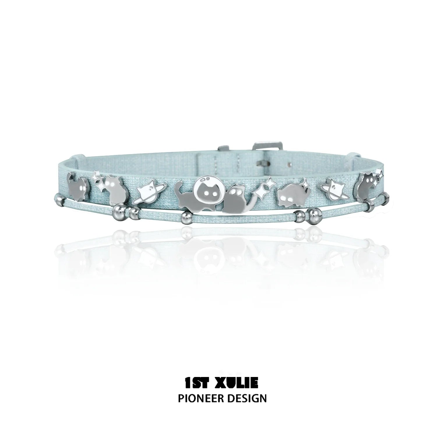 Stylish owl leather necklace in blue with unique animal charms, perfect for casual wear