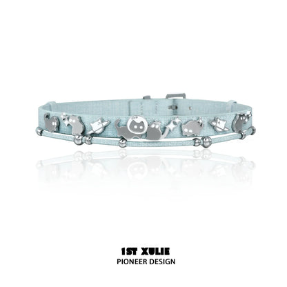 Stylish owl leather necklace in blue with unique animal charms, perfect for casual wear