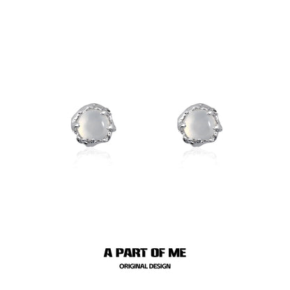 A PART OF ME Agate Stud Earrings with Silver Setting for Elegant Everyday Wear