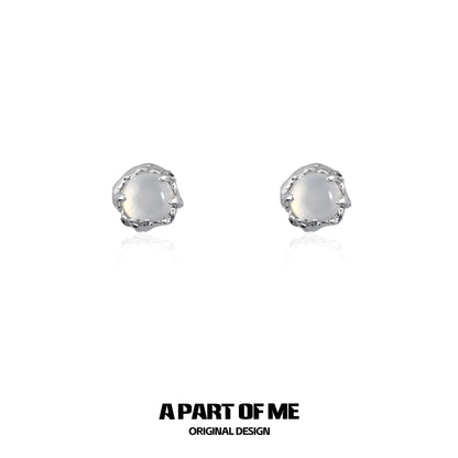 Elegant agate stud earrings with a textured silver setting for a refined look