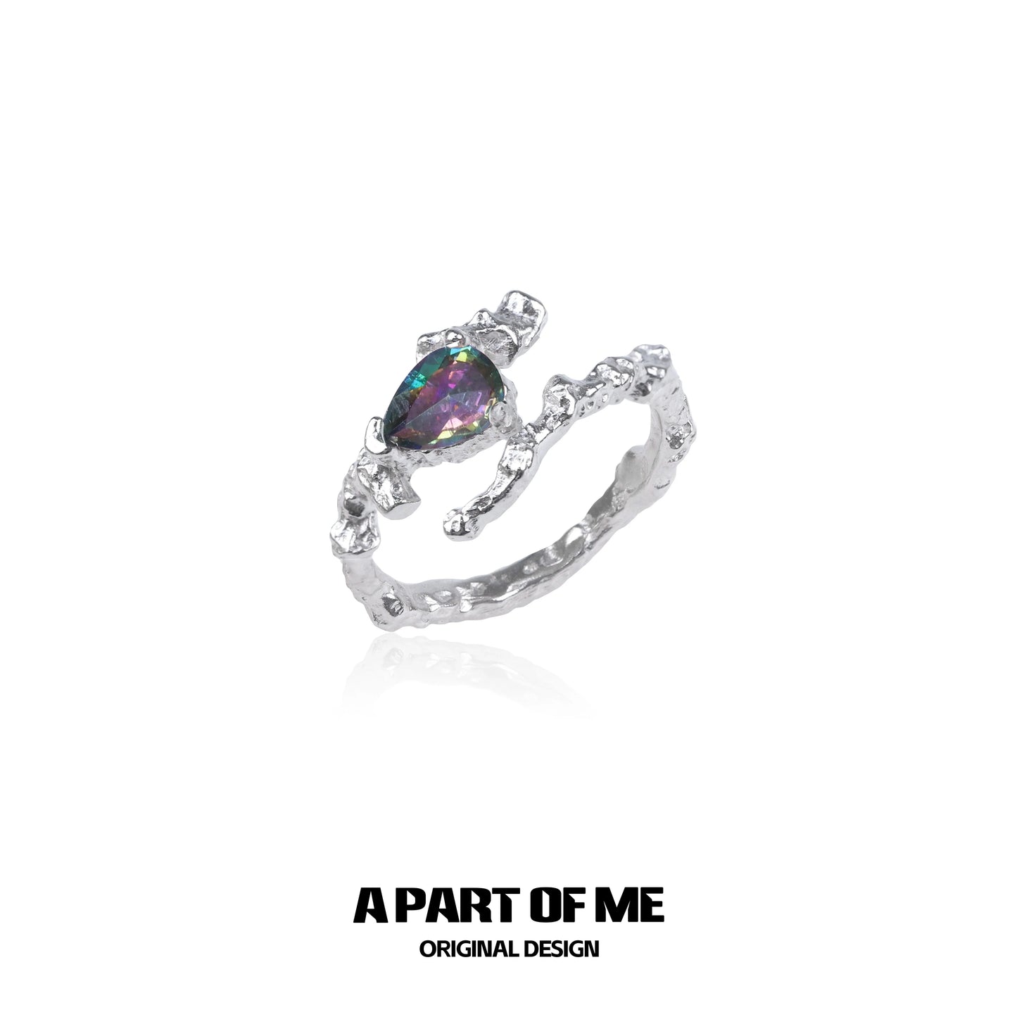 A PART OF ME amethyst silver vine ring featuring a unique design with shimmering details