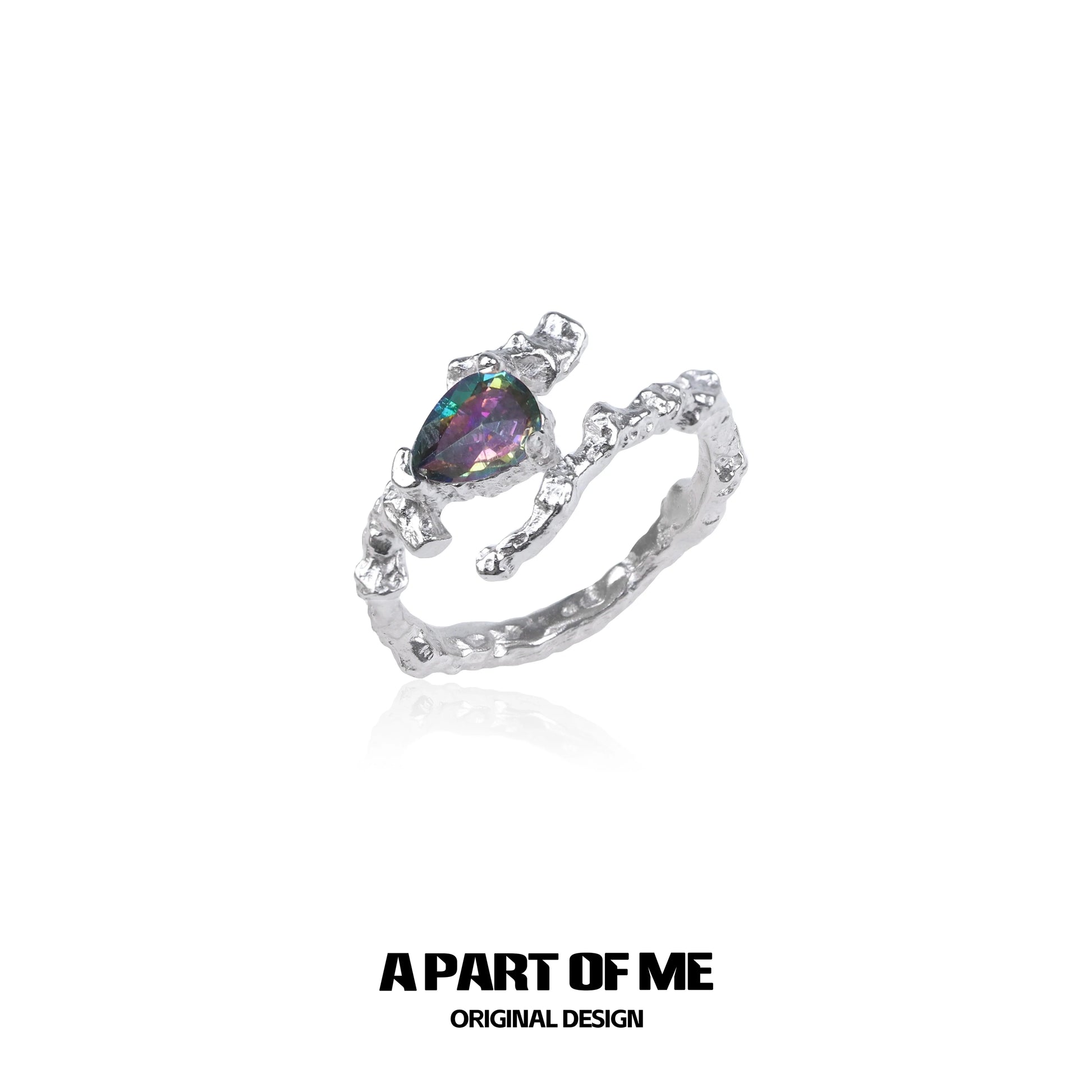 A PART OF ME amethyst silver vine ring featuring a unique design with shimmering details