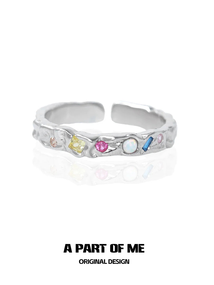 A PART OF ME colorful moonstone ring with a unique design and vibrant gemstone accents