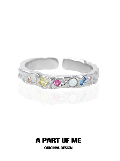 A PART OF ME colorful moonstone ring with a unique design and vibrant gemstone accents
