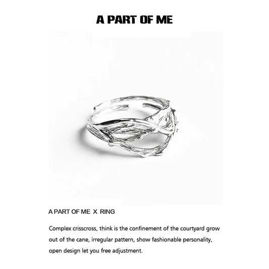 Irregular silver ring from A PART OF ME featuring an open design with a unique pattern