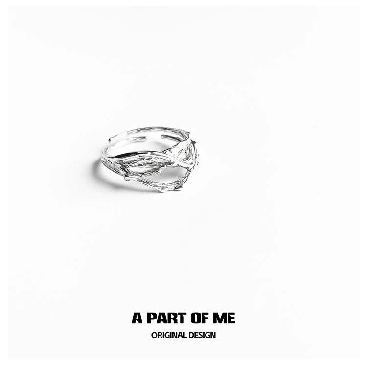 Unique irregular silver ring from A PART OF ME featuring an original design and artistic details