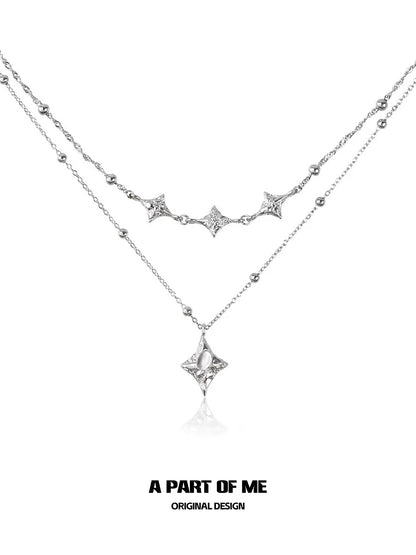 A PART OF ME starlight planet silver necklace with delicate star-shaped charms and sleek chains