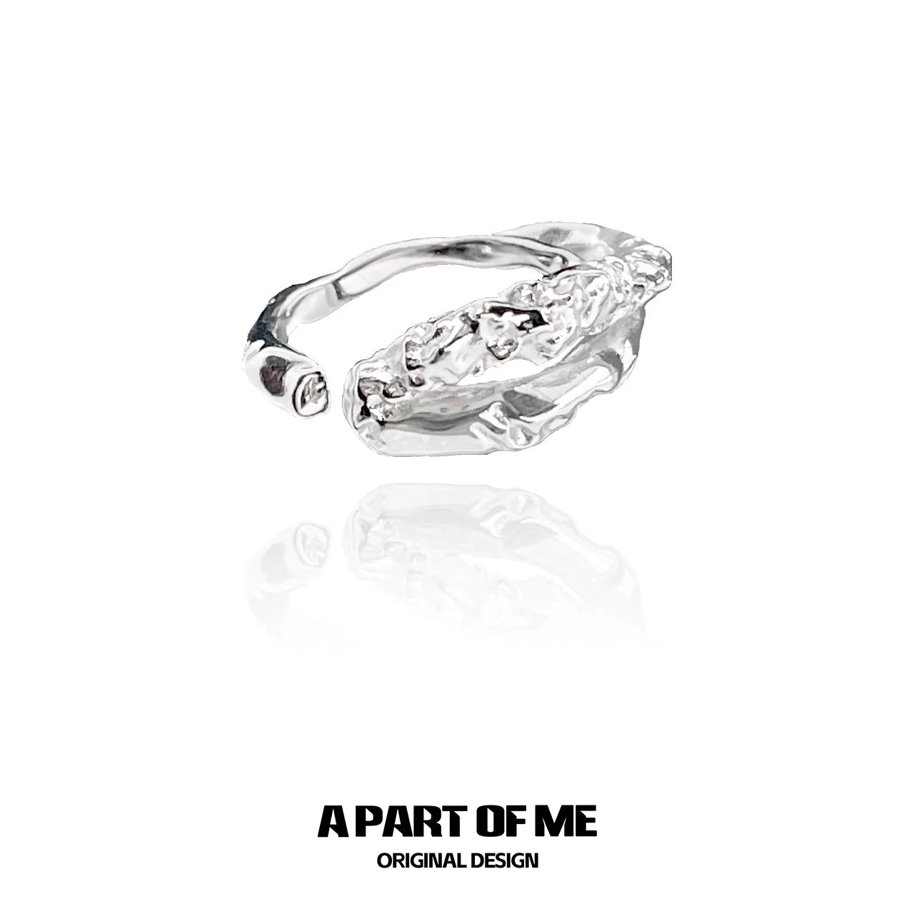 Unique symbiosis ring in silver featuring an intricate design with a polished finish
