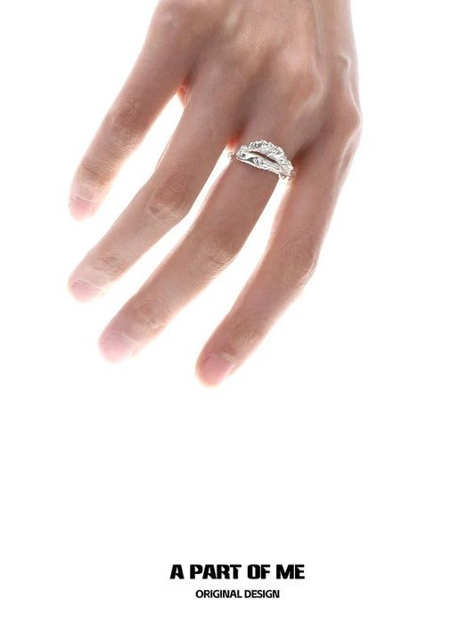 Elegant A PART OF ME unique symbiosis ring displayed on a model's hand showcasing its unique design