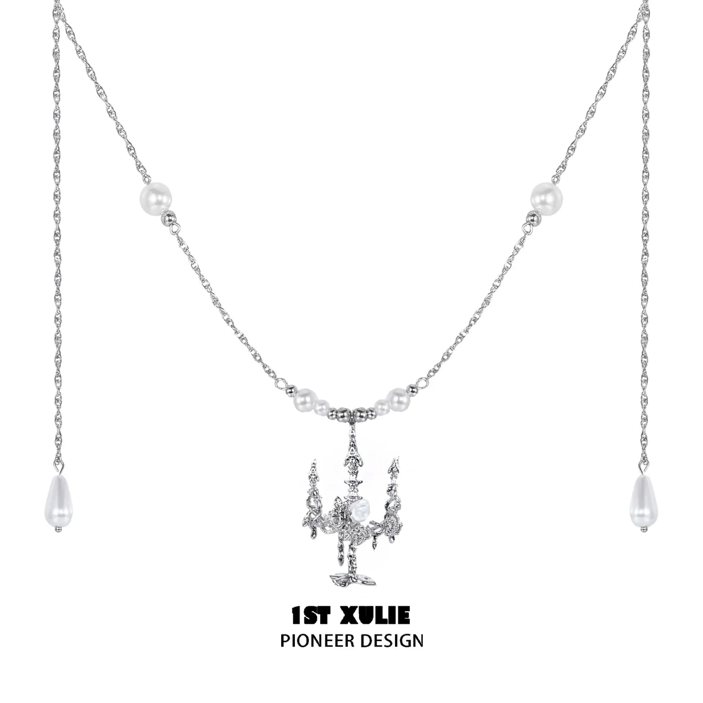 1ST XULIE Pearl Clavicle Necklace with Silver Chain and Elegant Design for Stylish Accessories