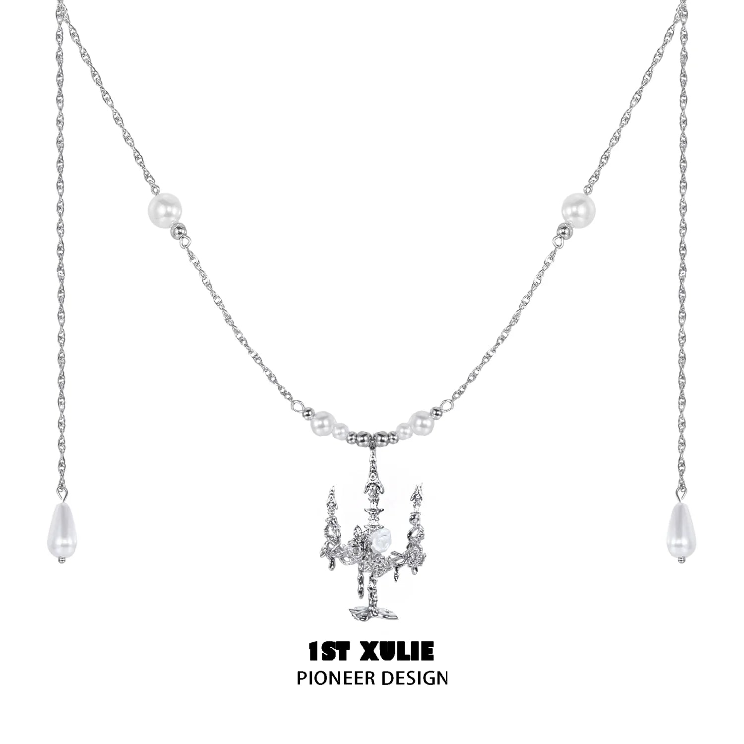 1ST XULIE Pearl Clavicle Necklace with Silver Chain and Elegant Design for Stylish Accessories