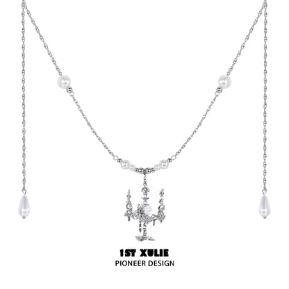 1ST XULIE Pearl Clavicle Necklace with Silver Chain and Elegant Design for Stylish Accessories