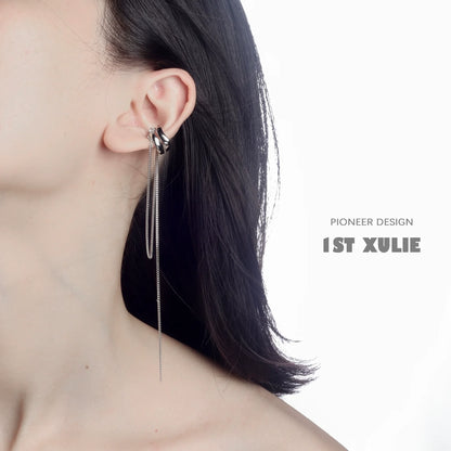 Stylish punk tassel ear cuff with elegant chain detailing for a bold accessory statement