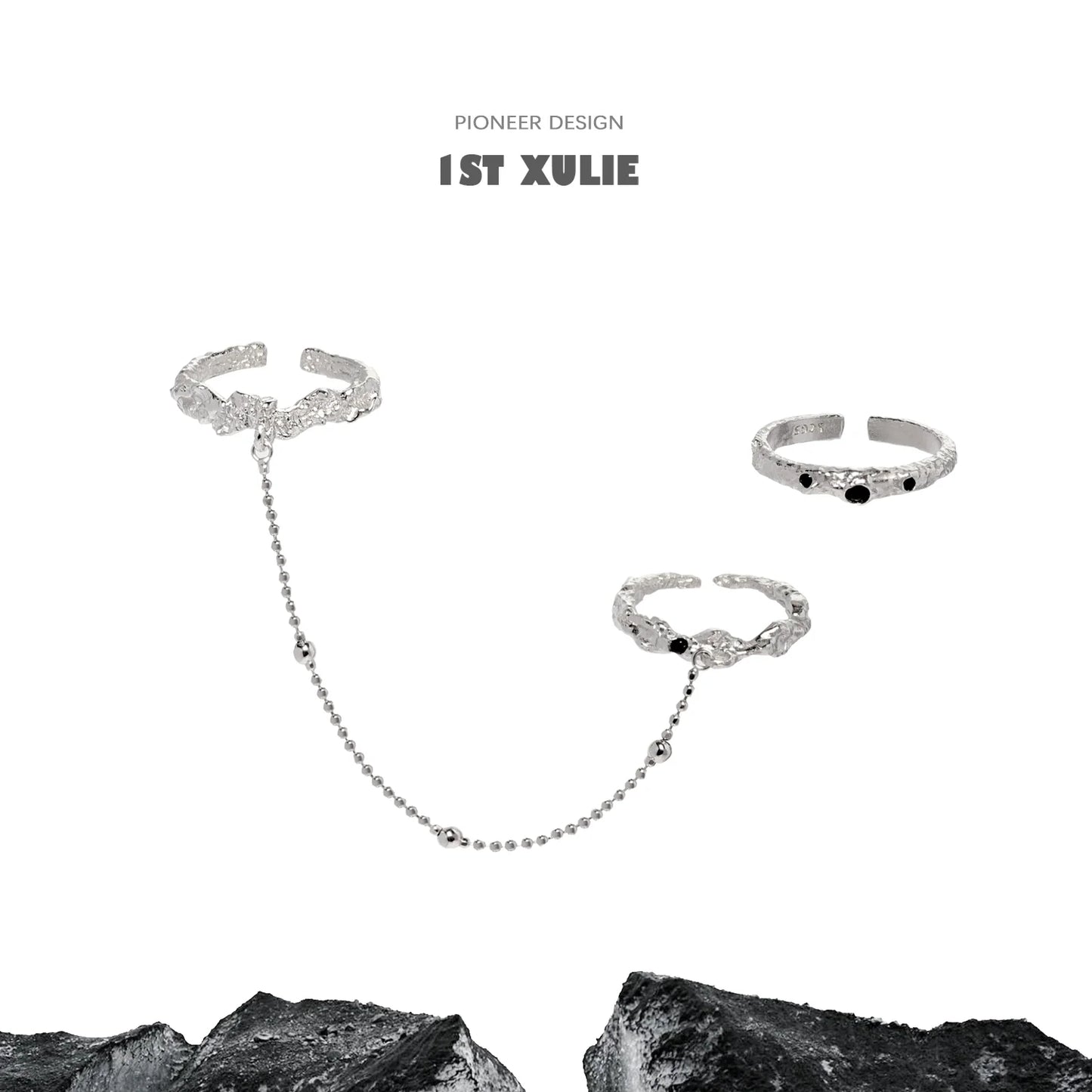 Y2K controller chain silver ring set featuring stylish adjustable designs and unique detailing