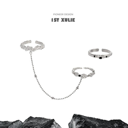 Y2K controller chain silver ring set featuring stylish adjustable designs and unique detailing