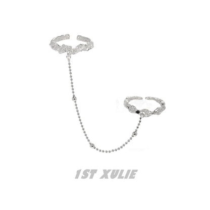 Y2K controller chain silver ring featuring intricate design and link chain connection
