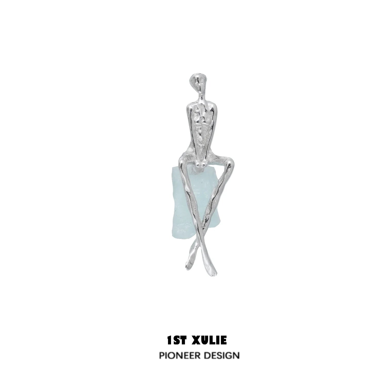 Y2K modern muse stud earrings featuring a unique design with silver-tone and aquamarine accents