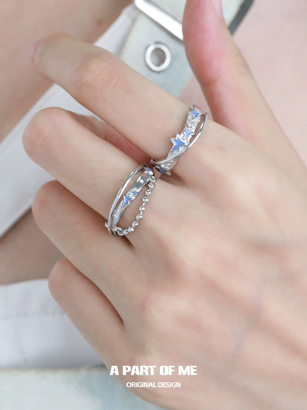 A PART OF ME planet chain ring with star design, perfect for stylish and unique accessories