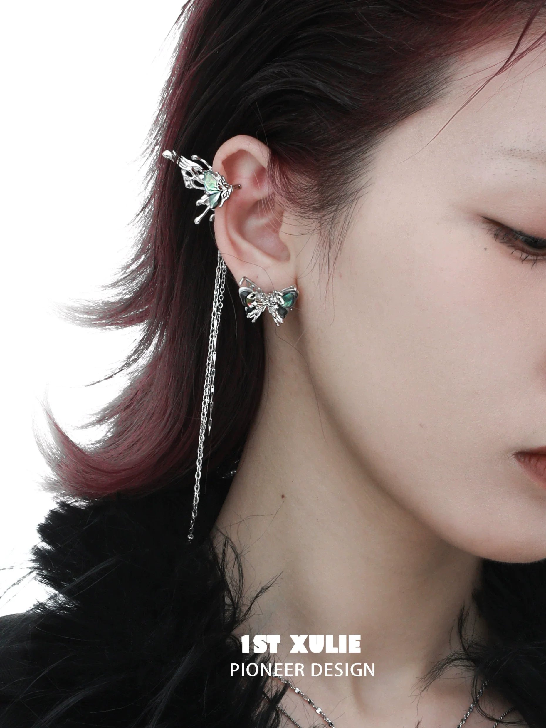 1STXULIE Punk Butterfly Earrings with Silver Details and Unique Design for Trendy Styles