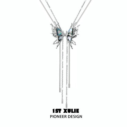 1ST XULIE punk butterfly necklace with dual chains and intricate butterfly design for a bold look