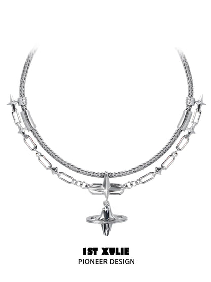 Stylish punk dreamcore necklace from 1ST XULIE with sleek chains and striking pendant design