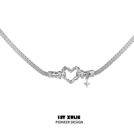 1STXULIE Punk Heart Necklace with Unique Design and Star Charm for Trendy Fashion Lovers