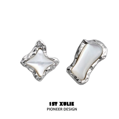 Handcrafted 1STXULIE punk moon fragment earrings with unique shapes and metallic finish