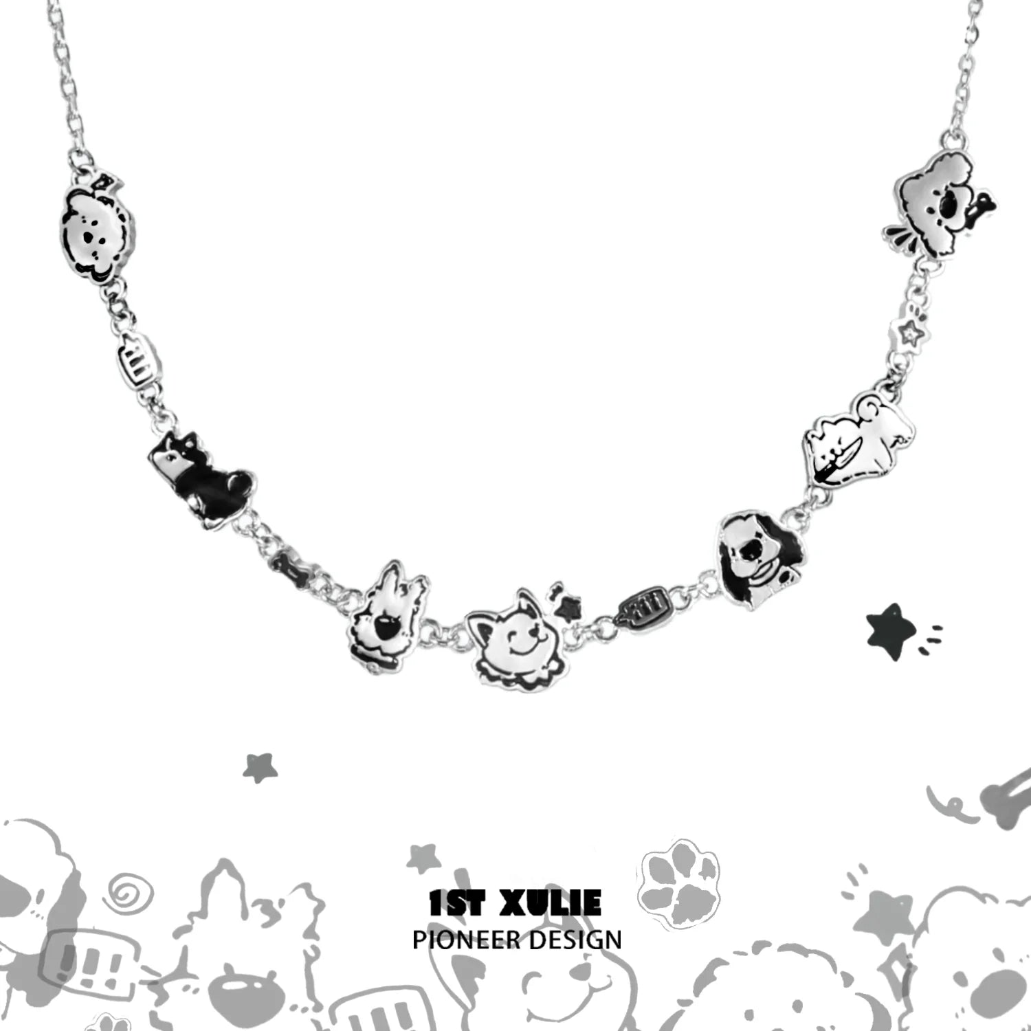 1ST XULIE Punk Puppy Necklace with Cute Charms for Trendy Pet Lovers