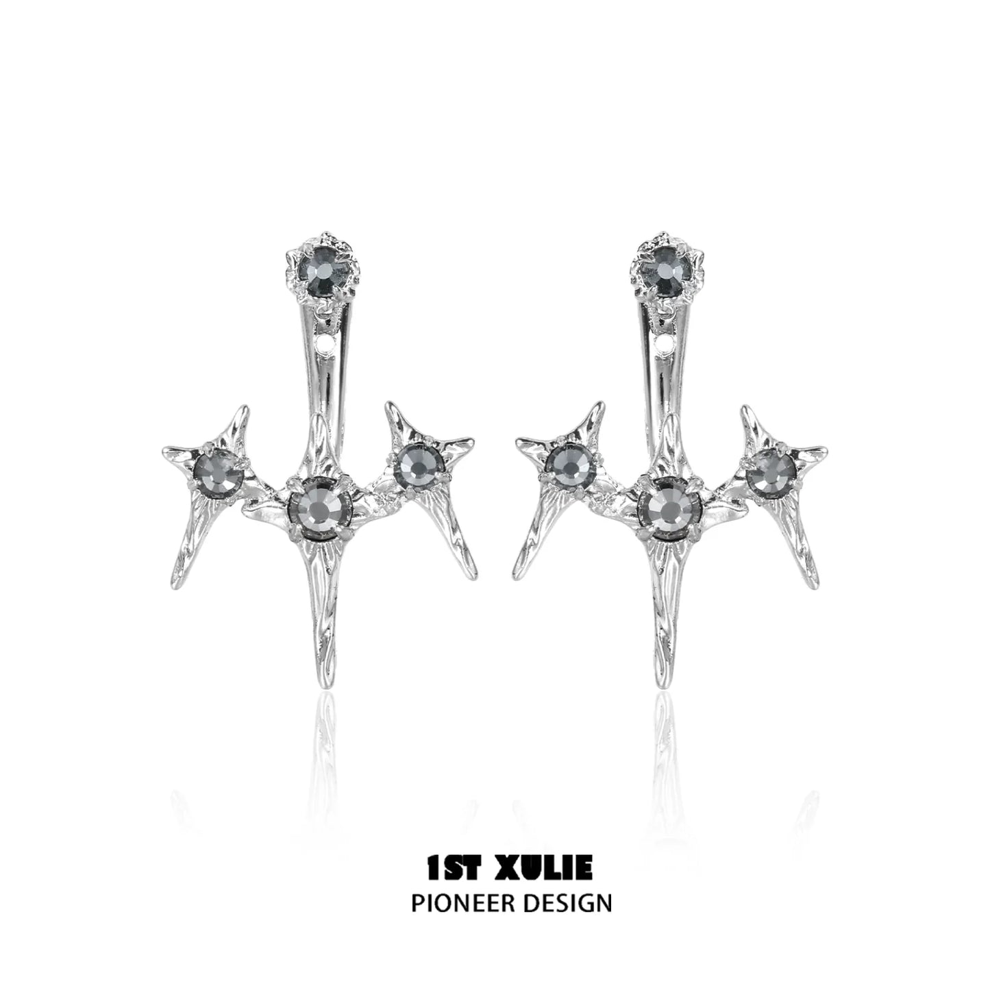 Chic punk square removable earrings featuring sparkling gems for a trendy unique style