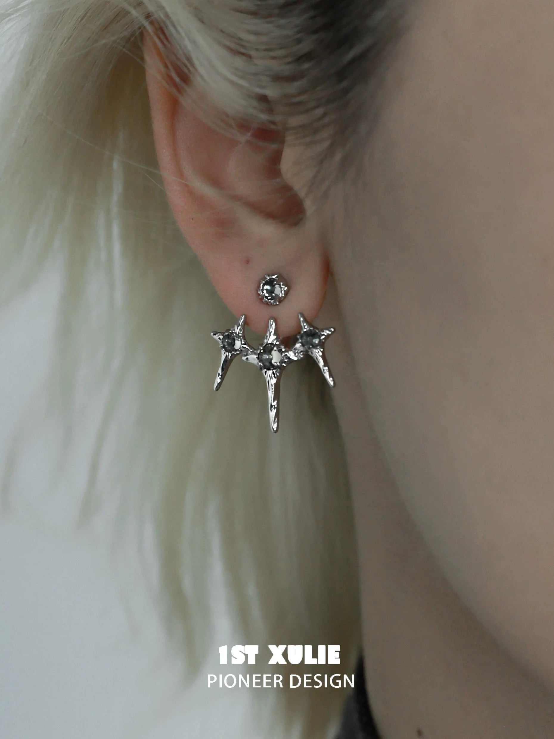 Punk square removable earrings by 1STXULIE featuring a bold design with spikes