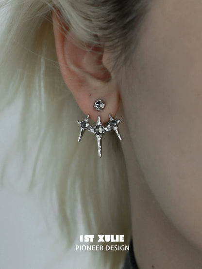 Punk square removable earrings by 1STXULIE featuring a bold design with spikes