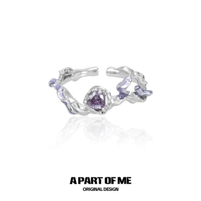 A Part of Me Purple Rose Goddess Ring with a Unique Floral Design and Amethyst Gemstone