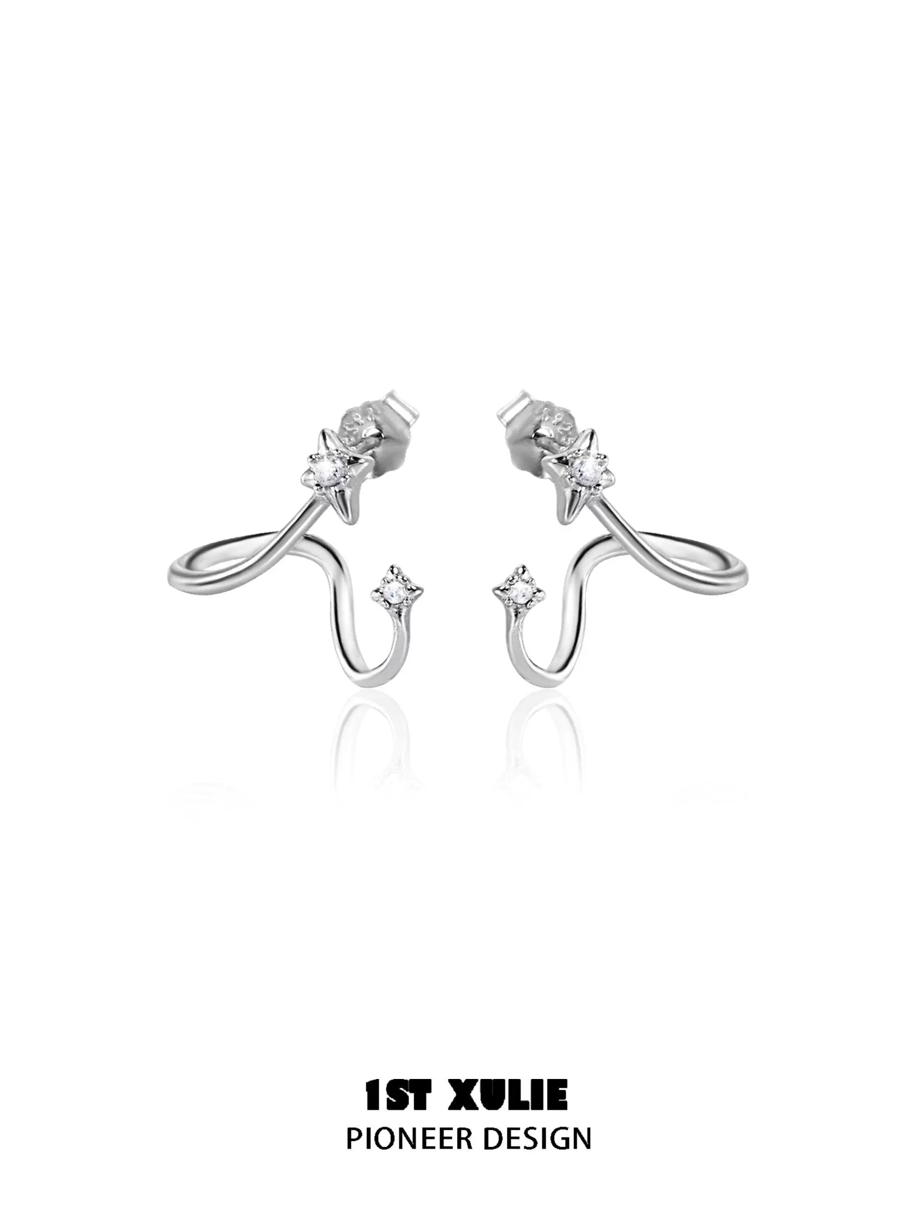 Stylish 1ST XULIE radiant zircon ear cuffs with elegant curves and sparkling stones