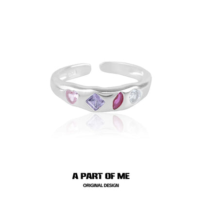 A PART OF ME rainbow zircon love ring with colorful gemstones in a modern open design