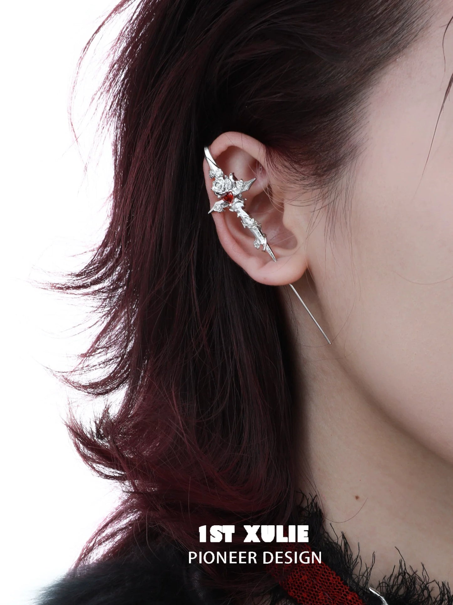 Rebel Rose ear piercing needle by 1STXULIE featuring a floral design for stylish piercings