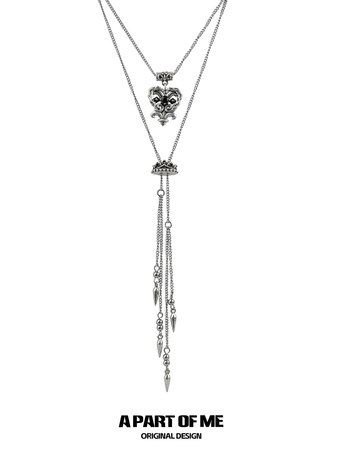 A PART OF ME retro double-layer love necklace featuring a layered design with dangling chains