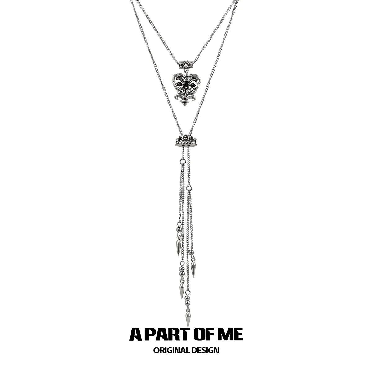 A PART OF ME retro double-layer love necklace featuring intricate pendant and layered design