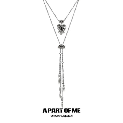A PART OF ME retro double-layer love necklace featuring intricate pendant and layered design