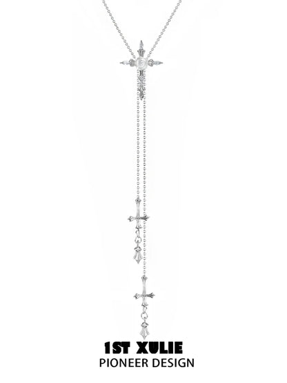 1ST XULIE Rose Cross Necklace with Elegant Design and Delicate Chain Details