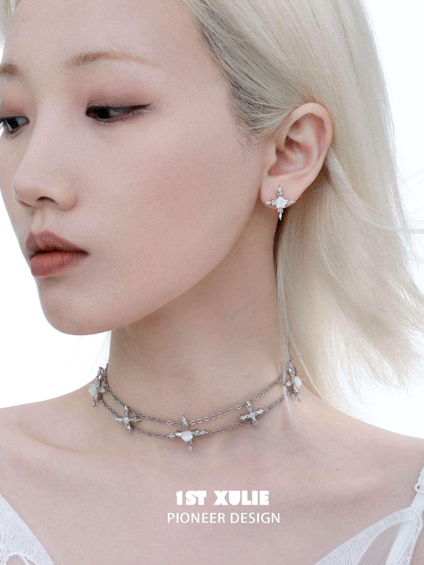 1ST XULIE Sacred Rose Cross Earrings in Silver for Elegant and Unique Style