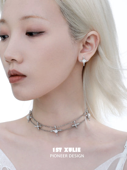 1ST XULIE Sacred Rose Cross Earrings in Silver for Elegant and Unique Style